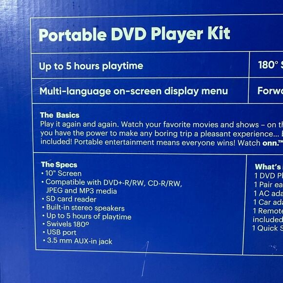 Onn 10” Portable DVD Player - Picture 9 of 10